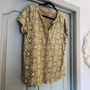 Chartreuse Floral Boho Top Cottagecore Indie Earthy Soft Grunge Casual Tee